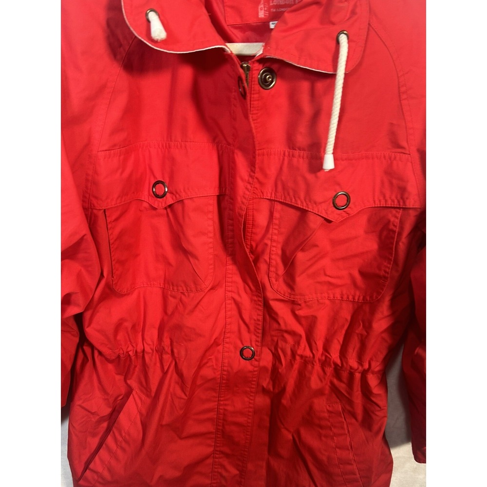 Vintage London Fog Winning Edge Jacket Red Hood Cinch Waist Medium Korea - Picture 2 of 11